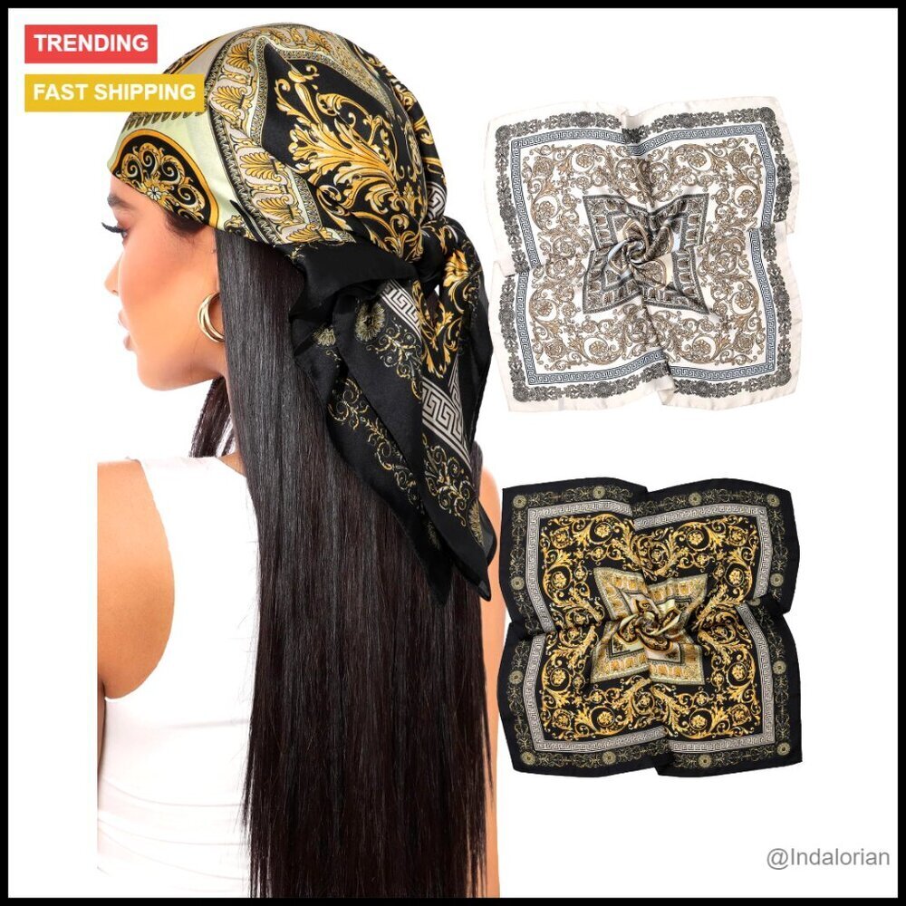 Satin Scarf Set Versatile Hair Wrap Neck Accessory Elegant Chic Minimal Style